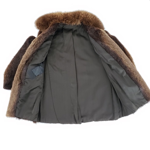SOLD Vintage beaver fur coat Medium peacoat retro - Picture 3 of 4
